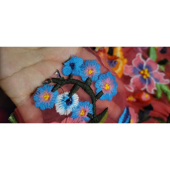 Jessakae Hibiscus Sleeveless Empire Waist Midi Dress Size 2X Embroidered Floral - Picture 8 of 15